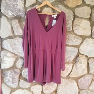 Forever 21 Mauve Long sleeve romper 2X NWT